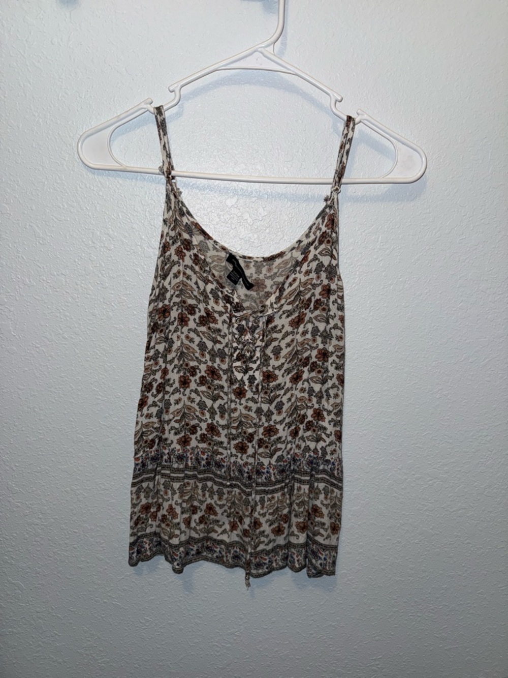 American Eagle Outfitters Cream Floral Spaghetti Strap Tank
